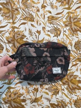 Herschel Supply Company Black Floral Travel Toiletry Pouch
